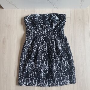 Shoshanna Dress Womens 12 Strapless Floral Lace Corset Midi